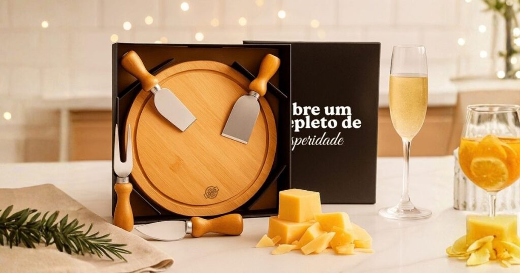 Brindes de Final de Ano para empresas. Kit Queijo personalizados para clientes e funcionários